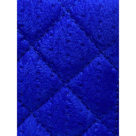 Royal Blue Quilted Velvet feel  Clutch Wristlet With Chain Strap & Turn Lock Clo - Picture 4 of 15